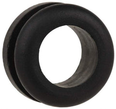 Made in USA - 5/8" OD, 5/16" Thick Flexible Grommet - Rubber, 1/2" Slot Diam x 1/8" Slot Width - Industrial Tool & Supply