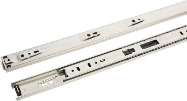 Knape & Vogt - 28" Slide Length, 21" Travel Length, Chrome Drawer Slide - Chrome Finish - Industrial Tool & Supply