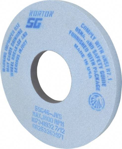 Norton - 14" Diam x 5" Hole x 1" Thick, J Hardness, 46 Grit Surface Grinding Wheel - Ceramic, Type 1, Coarse Grade, 1,800 Max RPM, Vitrified Bond, No Recess - Industrial Tool & Supply