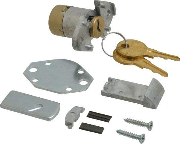 Made in USA - 1-1/8" Max Thickness, Diamond Back Deadbolt Cabinet & Drawer - 1-1/32 Bolt Throw, Brass Finish - Industrial Tool & Supply