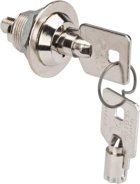 Made in USA - 5/8" Max Thickness, High Security Tubular Keyed Latch - Polished Nickel Coated - Industrial Tool & Supply
