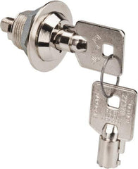 Made in USA - 5/8" Max Thickness, High Security Tubular Keyed Latch - Polished Nickel Coated - Industrial Tool & Supply