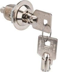 Made in USA - 7/8" Max Thickness, High Security Tubular Keyed Latch - Polished Nickel Coated - Industrial Tool & Supply