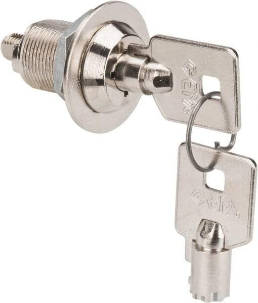 Made in USA - 7/8" Max Thickness, High Security Tubular Keyed Latch - Polished Nickel Coated - Industrial Tool & Supply