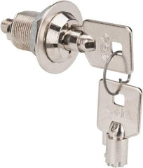 Made in USA - 7/8" Max Thickness, High Security Tubular Keyed Latch - Polished Nickel Coated - Industrial Tool & Supply