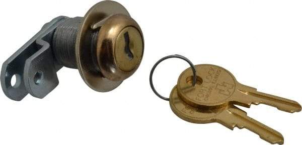 Made in USA - 21/32" Max Thickness, Standard Cam Lock - Polished Brass Finish - Industrial Tool & Supply