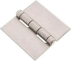 Made in USA - 3" Wide x 1/8" Thick, Blank Butt Hinge - Stainless Steel, Polished Finish - Industrial Tool & Supply