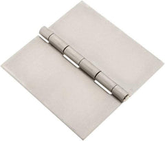 Made in USA - 4" Wide x 0.078" Thick, Blank Butt Hinge - Stainless Steel, Polished Finish - Industrial Tool & Supply