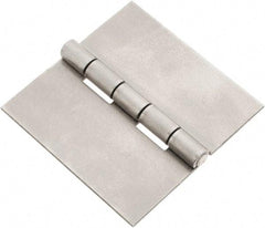 Made in USA - 3" Wide x 0.078" Thick, Blank Butt Hinge - Steel, Plain Finish - Industrial Tool & Supply