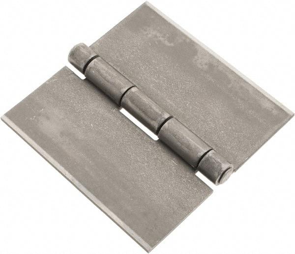 Made in USA - 4" Wide x 0.12" Thick, Blank Butt Hinge - Steel, Plain Finish - Industrial Tool & Supply