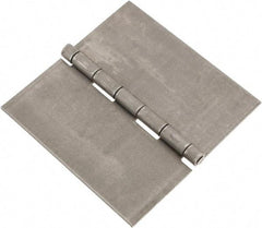 Made in USA - 6" Wide x 0.12" Thick, Blank Butt Hinge - Steel, Plain Finish - Industrial Tool & Supply