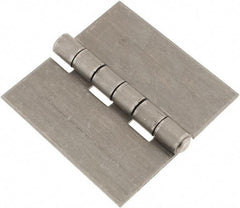 Made in USA - 6" Wide x 3/16" Thick, Blank Butt Hinge - Steel, Plain Finish - Industrial Tool & Supply