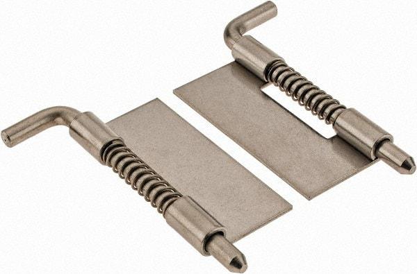 Made in USA - 7/8" Wide x 0.05" Thick, Spring Loaded Latch Hinge - Stainless Steel, Zinc Plated Finish - Industrial Tool & Supply