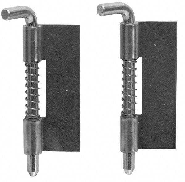 Made in USA - 1/2" Wide x 0.04" Thick, Spring Loaded Latch Hinge - Steel, Zinc Plated Finish - Industrial Tool & Supply