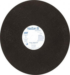 Norton - 16" 24 Grit Zirconia Alumina Cutoff Wheel - 1/8" Thick, 1" Arbor, 4,800 Max RPM, Use with Electric & Gas Powered Saws - Industrial Tool & Supply