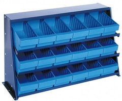 Quantum Storage - 240 Lb Capacity, 12" Deep x 36" Wide x 21" High, Steel Bench Rack - 1 Side, 18 Red Polystyrene Bins - Industrial Tool & Supply