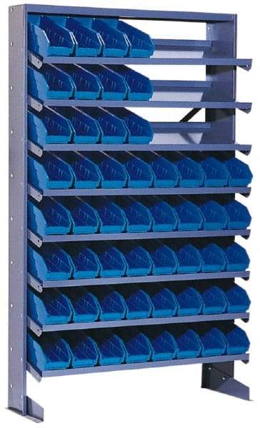 Quantum Storage - 400 Lb Capacity, 12" Deep x 36" Wide x 60" High, Steel Pick Rack - 1 Side, 64 Green Polyethylene/Polypropylene Bins - Industrial Tool & Supply