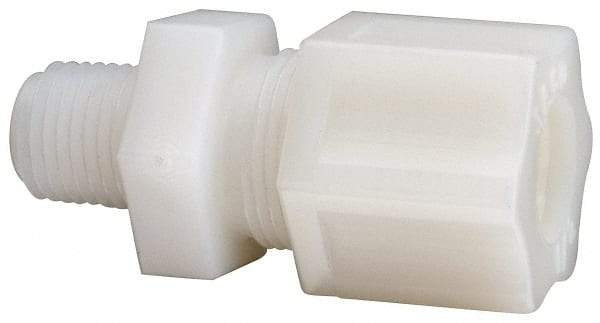 Made in USA - 1/2" Tube OD, Nylon Plastic Compression Tube Male Connector - 1/4 NPT Pipe, 220°F Max, Plastic Grip - Industrial Tool & Supply