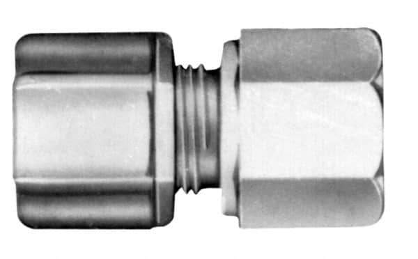 Made in USA - 3/8" Tube OD, Kynar Plastic Compression Tube Female Connector - 1/4 NPT Pipe, 275°F Max, Plastic Grip - Industrial Tool & Supply