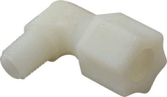 Made in USA - 1/2" Tube OD, Nylon Plastic Compression Tube Male Elbow - 1/4 NPT Pipe, 220°F Max, Plastic Grip - Industrial Tool & Supply