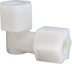 Made in USA - 3/8" Tube OD, Nylon Plastic Compression Tube Female Elbow - 3/8 NPT Pipe, 220°F Max, Plastic Grip - Industrial Tool & Supply