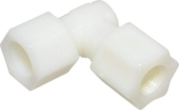 Made in USA - 1/2" Tube OD, Nylon Plastic Compression Tube Female Elbow - 3/8 NPT Pipe, 220°F Max, Plastic Grip - Industrial Tool & Supply