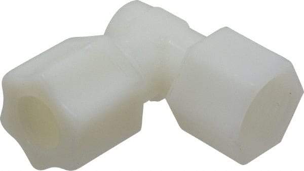 Made in USA - 1/2" Tube OD, Nylon Plastic Compression Tube Female Elbow - 1/2 NPT Pipe, 220°F Max, Plastic Grip - Industrial Tool & Supply