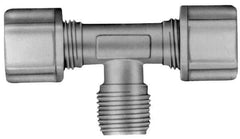 Made in USA - 1/4" Tube OD, Polypropylene Plastic Compression Tube Male Branch Tee - 1/4 NPT Pipe, 215°F Max, Plastic Grip - Industrial Tool & Supply