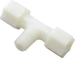 Made in USA - 3/8" Tube OD, Nylon Plastic Compression Tube Male Branch Tee - 1/4 NPT Pipe, 220°F Max, Plastic Grip - Industrial Tool & Supply