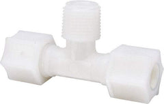 Made in USA - 3/8" Tube OD, Nylon Plastic Compression Tube Male Branch Tee - 3/8 NPT Pipe, 220°F Max, Plastic Grip - Industrial Tool & Supply