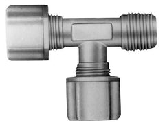Made in USA - 1/4" Tube OD, Kynar Plastic Compression Tube Male Run Tee - 1/4 NPT Pipe, 275°F Max, Plastic Grip - Industrial Tool & Supply