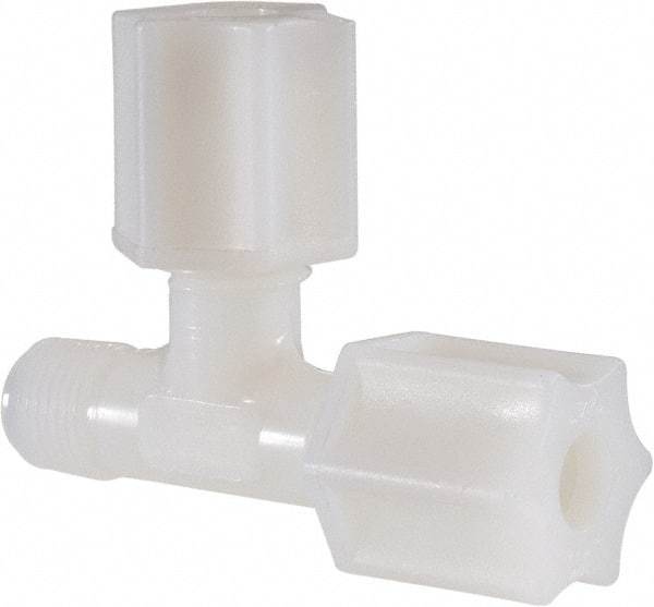 Made in USA - 1/4" Tube OD, Nylon Plastic Compression Tube Male Run Tee - 1/8 NPT Pipe, 220°F Max, Plastic Grip - Industrial Tool & Supply