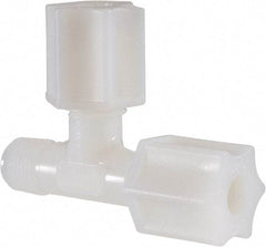 Made in USA - 1/4" Tube OD, Nylon Plastic Compression Tube Male Run Tee - 1/8 NPT Pipe, 220°F Max, Plastic Grip - Industrial Tool & Supply