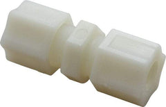 Made in USA - 1/2" Tube OD, Nylon Plastic Compression Tube Union - 220°F Max, Plastic Grip - Industrial Tool & Supply