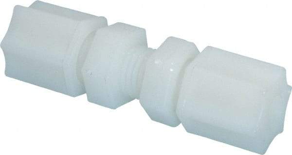 Made in USA - 1/4" Tube OD, Nylon Plastic Compression Tube Bulkhead Union - 220°F Max, Plastic Grip - Industrial Tool & Supply