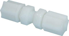 Made in USA - 1/4" Tube OD, Nylon Plastic Compression Tube Bulkhead Union - 220°F Max, Plastic Grip - Industrial Tool & Supply