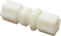 Made in USA - 1/2" Tube OD, Nylon Plastic Compression Tube Bulkhead Union - 220°F Max, Plastic Grip - Industrial Tool & Supply