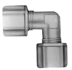 Made in USA - 1/4" Tube OD, Kynar Plastic Compression Tube Union Elbow - 275°F Max, Plastic Grip - Industrial Tool & Supply