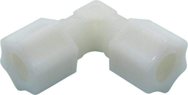 Made in USA - 1/2" Tube OD, Nylon Plastic Compression Tube Union Elbow - 220°F Max, Plastic Grip - Industrial Tool & Supply
