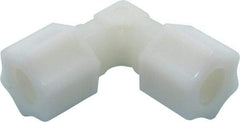 Made in USA - 1/2" Tube OD, Nylon Plastic Compression Tube Union Elbow - 220°F Max, Plastic Grip - Industrial Tool & Supply