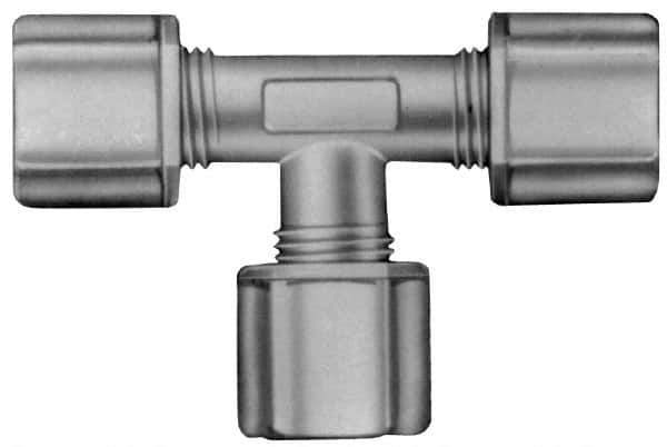 Made in USA - 5/16" Tube OD, Nylon Plastic Compression Tube Union Tee - 220°F Max, Plastic Grip - Industrial Tool & Supply