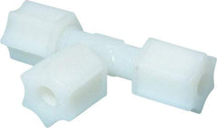Made in USA - 1/4" Tube OD, Nylon Plastic Compression Tube Union Tee - 220°F Max, Plastic Grip - Industrial Tool & Supply