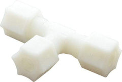 Made in USA - 3/8" Tube OD, Nylon Plastic Compression Tube Union Tee - 220°F Max, Plastic Grip - Industrial Tool & Supply