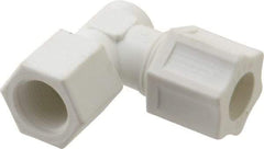 Made in USA - 1/2" Tube OD, Polypropylene Plastic Compression Tube Female Elbow - 3/8 NPT Pipe, 215°F Max, Plastic Grip - Industrial Tool & Supply