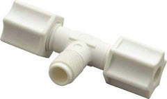 Made in USA - 1/4" Tube OD, Polypropylene Plastic Compression Tube Male Branch Tee - 1/8 NPT Pipe, 215°F Max, Plastic Grip - Industrial Tool & Supply