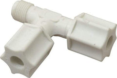 Made in USA - 1/4" Tube OD, Polypropylene Plastic Compression Tube Male Run Tee - 1/8 NPT Pipe, 215°F Max, Plastic Grip - Industrial Tool & Supply