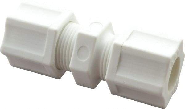 Made in USA - 1/2" Tube OD, Polypropylene Plastic Compression Tube Union - 215°F Max, Plastic Grip - Industrial Tool & Supply