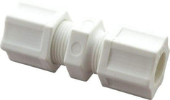 Made in USA - 1/2" Tube OD, Polypropylene Plastic Compression Tube Union - 215°F Max, Plastic Grip - Industrial Tool & Supply