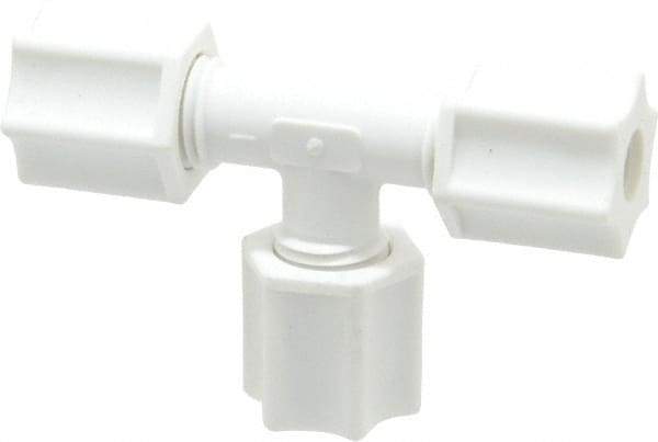 Made in USA - 1/4" Tube OD, Polypropylene Plastic Compression Tube Union Tee - 215°F Max, Plastic Grip - Industrial Tool & Supply