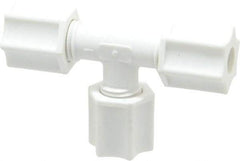 Made in USA - 1/4" Tube OD, Polypropylene Plastic Compression Tube Union Tee - 215°F Max, Plastic Grip - Industrial Tool & Supply
